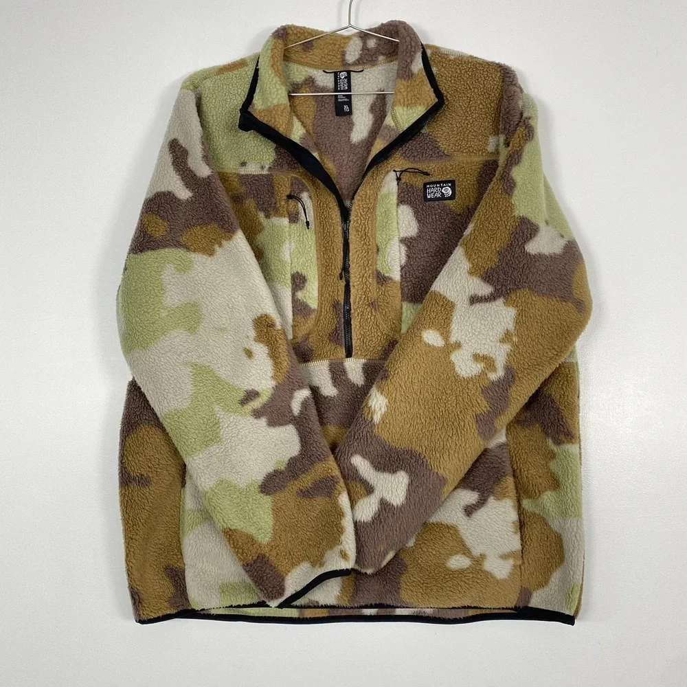Mountain Hardwear Jacket Mens XL Camo Fleece 1/4 Zip Anorak Pockets Outdoor
